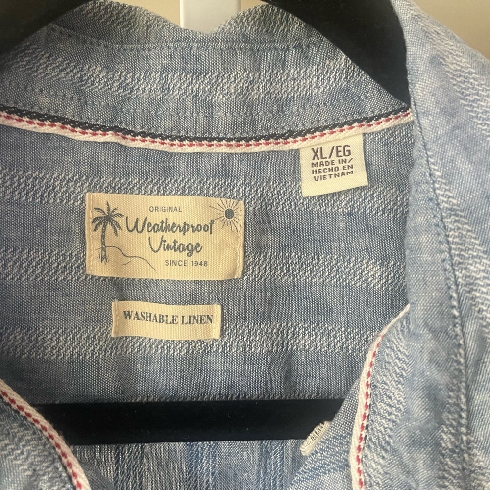 Weatherproof Vintage set of 2 Men’s Washable Linen SS Button Down Shirts, XL - Picture 9 of 14